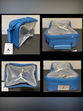 Nike Air Jordan Zipper Shoe box/travel Carolina Blue W Handle Large New!!